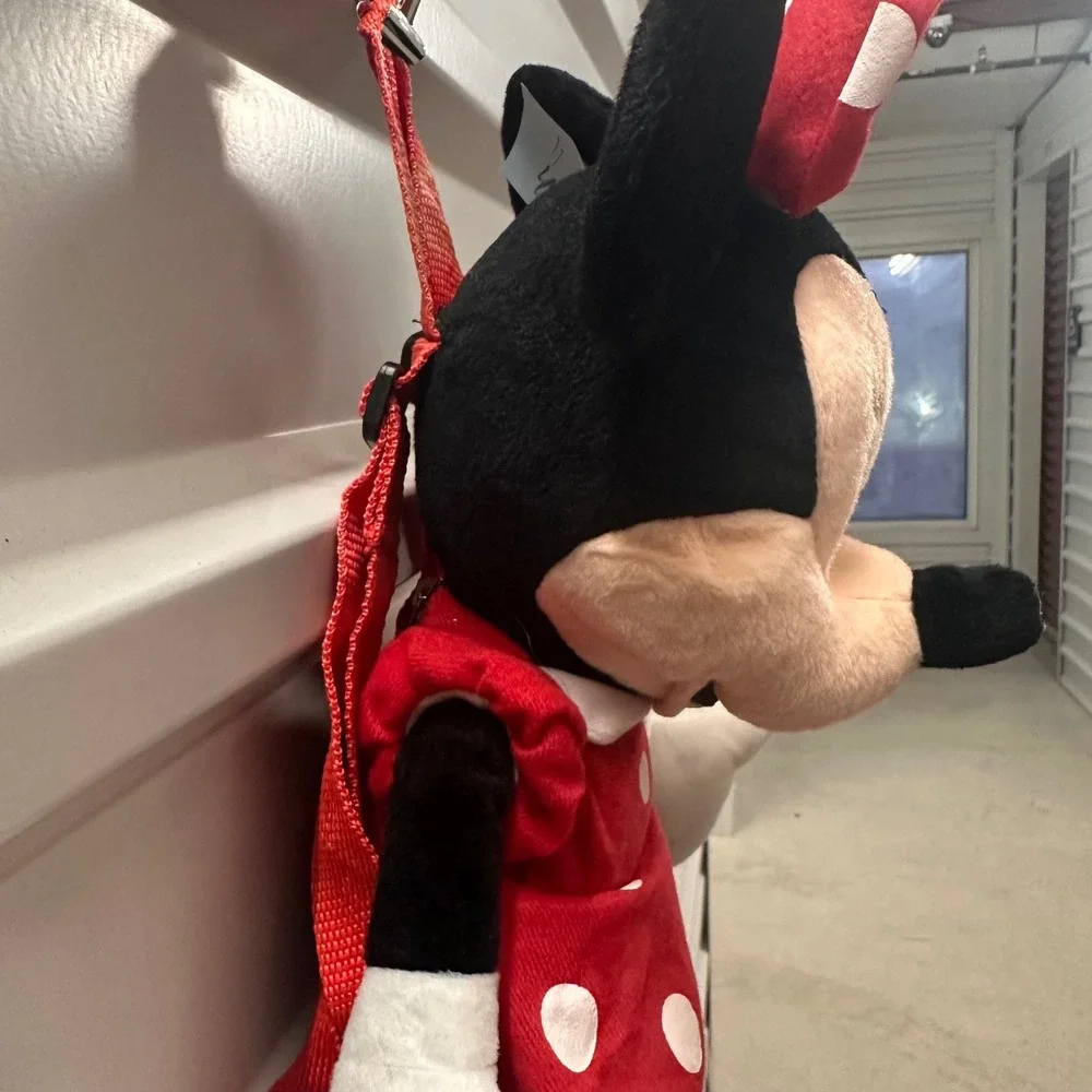 Minnie‎ Mouse Plush Backpack Disney Polka Dot Dress Small Kids Toddler